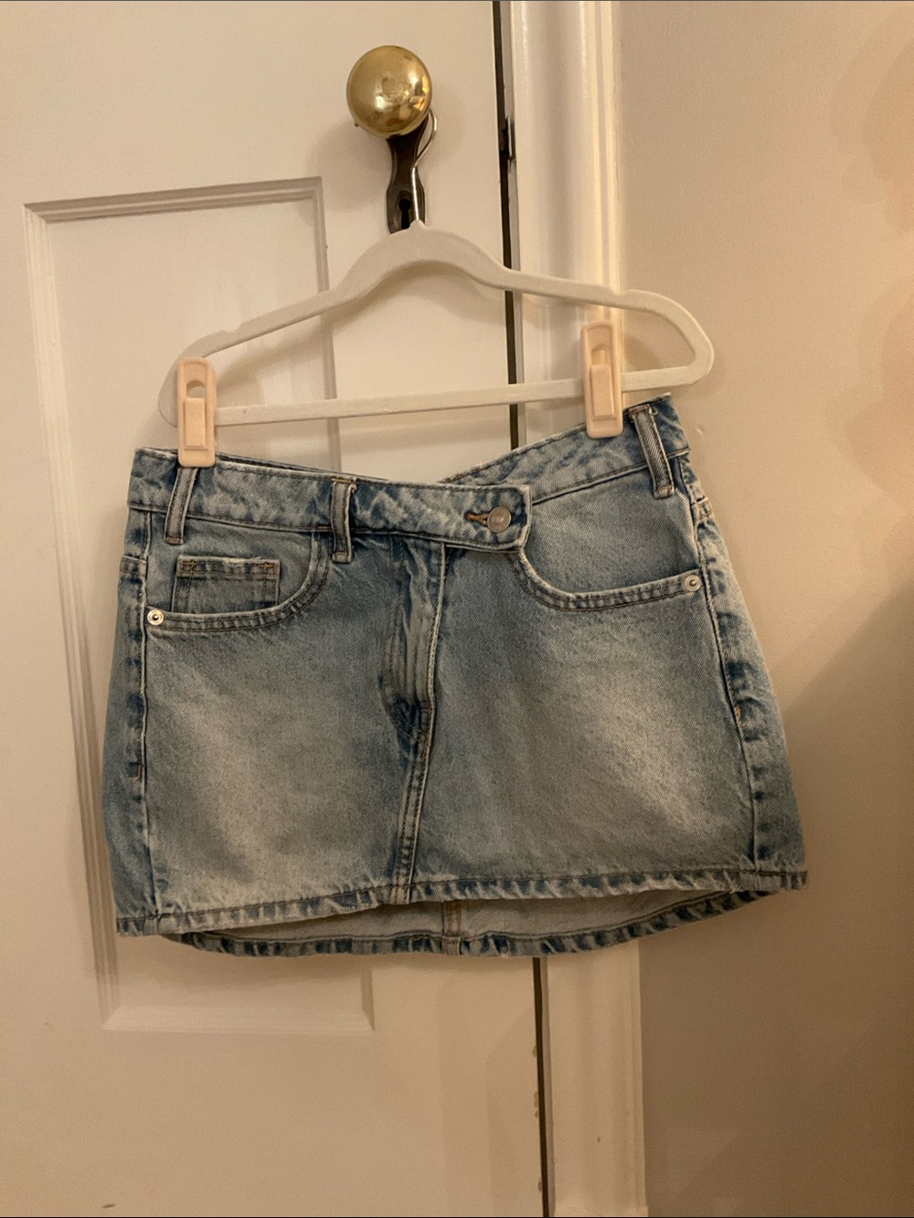 Zara Light Blue Denim Mini Skirt with Wrap Waist